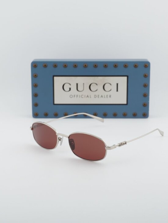 Gucci GG1940S 003 Rectangle Sunglasses - Silver / Red main image 10